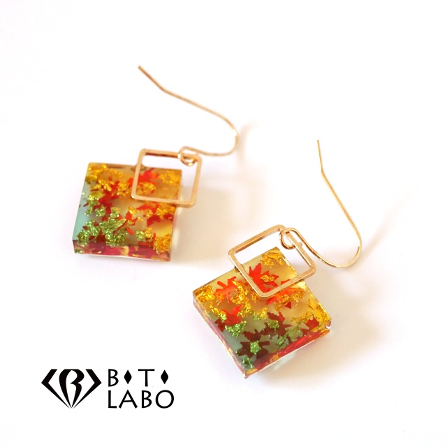 和 秋の紅葉(もみじ)レジンピアス イヤリング