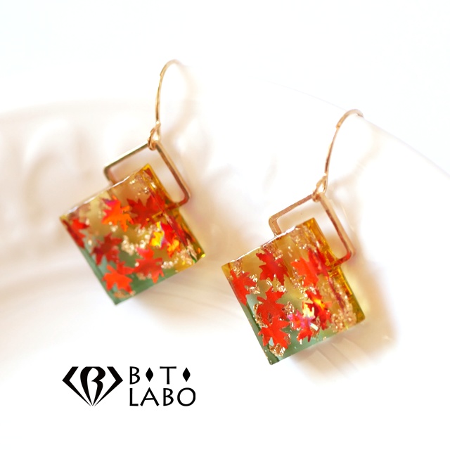 和 秋の紅葉(もみじ)レジンピアス イヤリング