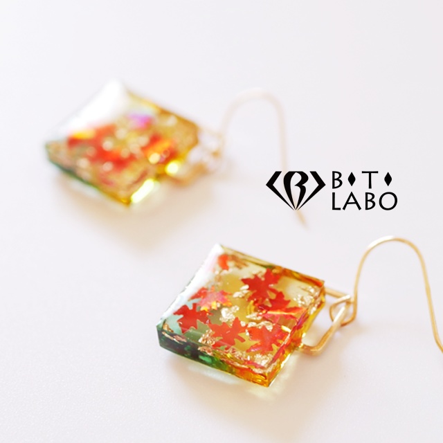 和 秋の紅葉(もみじ)レジンピアス イヤリング