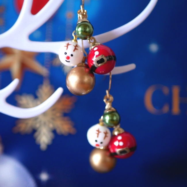 クリスマスピアス サンタとトナカイのオーナメント