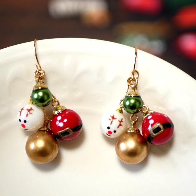 クリスマスピアス サンタとトナカイのオーナメント