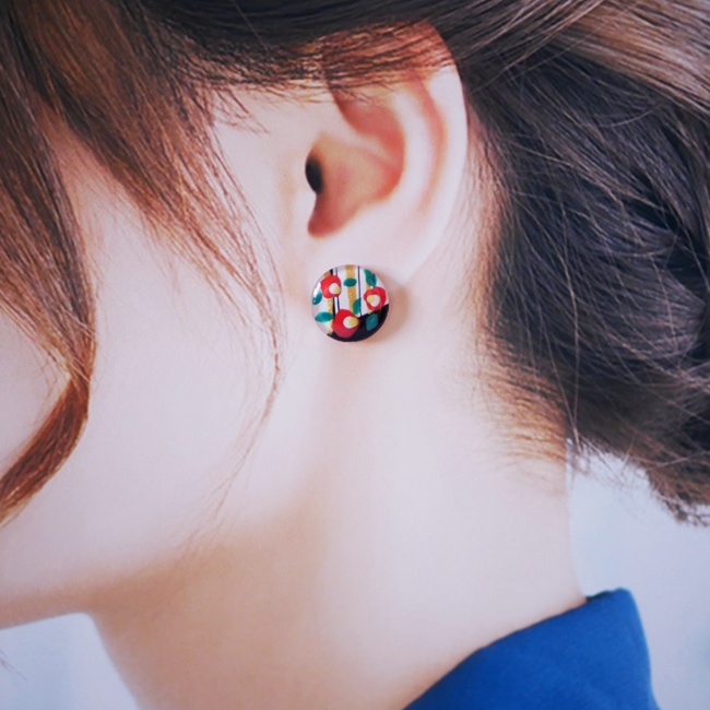 椿のピアス 和モダン