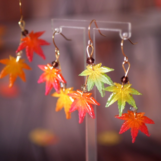 紅葉の二連グラデーションピアス・イヤリング