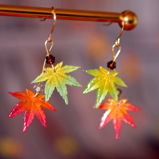 紅葉の二連グラデーションピアス・イヤリング
