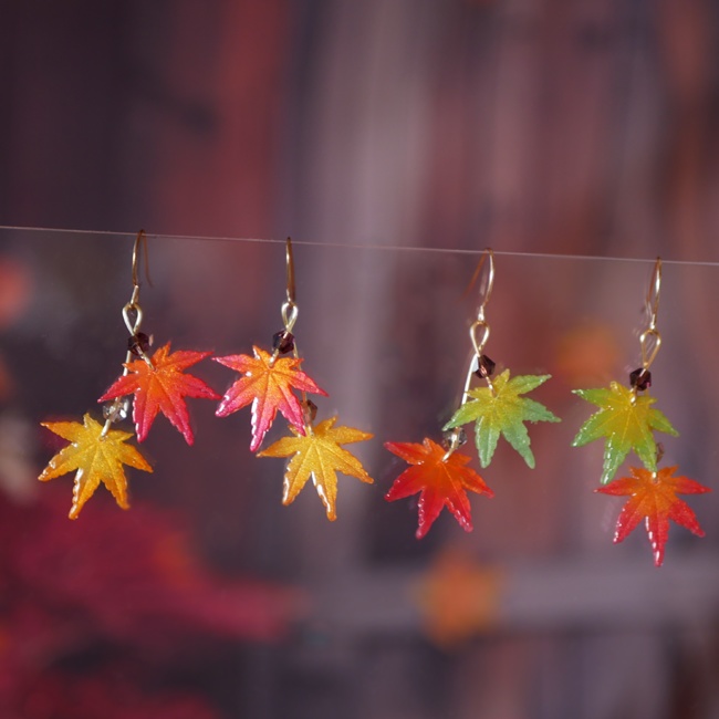紅葉の二連グラデーションピアス・イヤリング