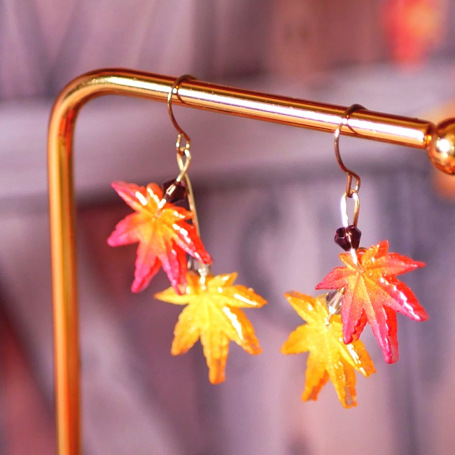 紅葉の二連グラデーションピアス・イヤリング