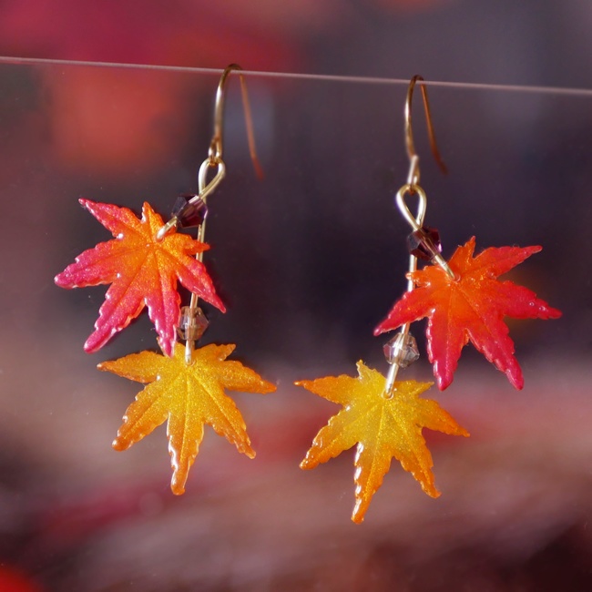 紅葉の二連グラデーションピアス・イヤリング