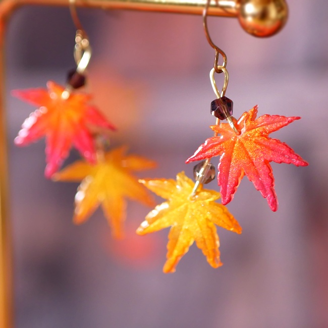 紅葉の二連グラデーションピアス・イヤリング