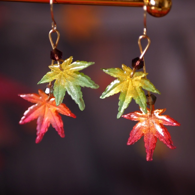 紅葉の二連グラデーションピアス・イヤリング
