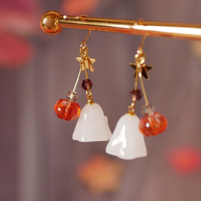 ハロウィン!2種のオバケとカボチャのピアス・イヤリング/ゴールド