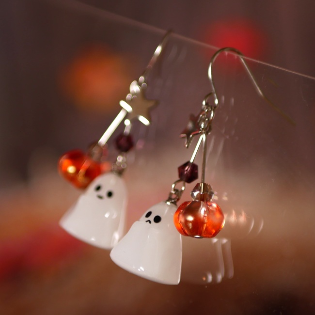 ハロウィン!2種のオバケとカボチャのピアス・イヤリング/シルバー