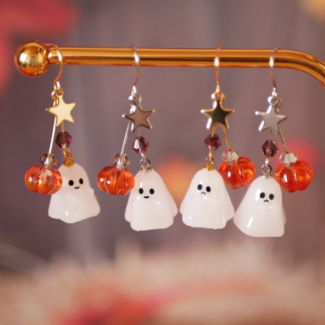 ハロウィン!2種のオバケとカボチャのピアス・イヤリング/シルバー