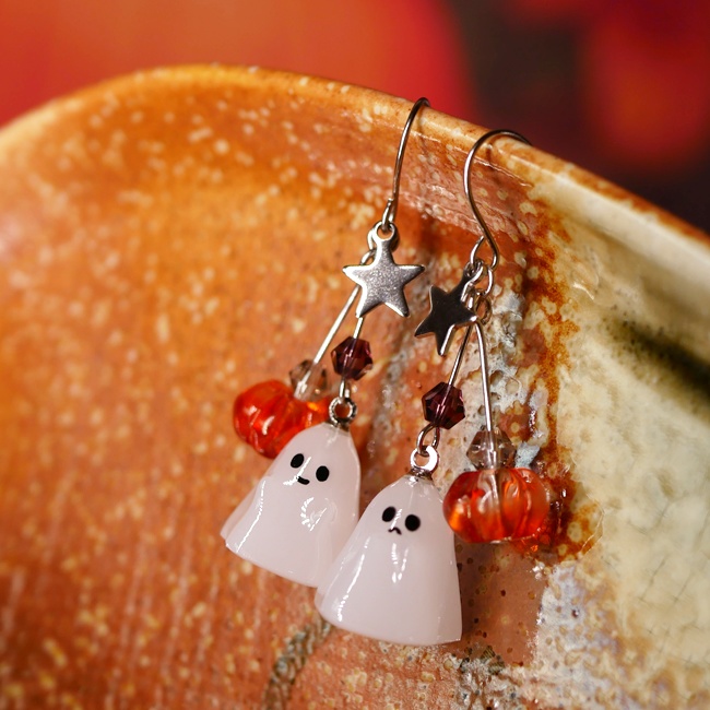 ハロウィン!2種のオバケとカボチャのピアス・イヤリング/シルバー