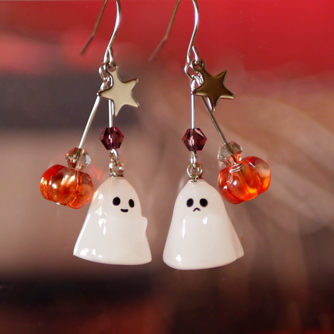ハロウィン!2種のオバケとカボチャのピアス・イヤリング/シルバー