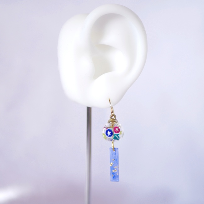 手描きの朝顔風鈴ピアス・イヤリング