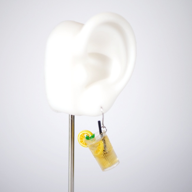 グラスまでレモン柄!レモン アイスティーのピアス・イヤリング