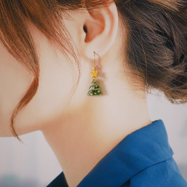 クリスマスピアス ガラスのクリスマスツリー