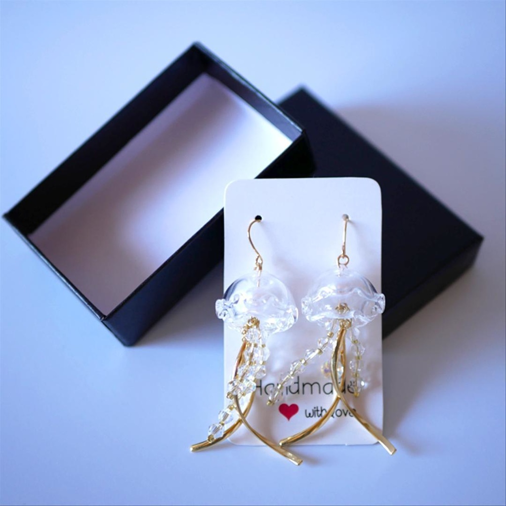 ガラスのクラゲシャンデリアピアス・イヤリング ゴールド