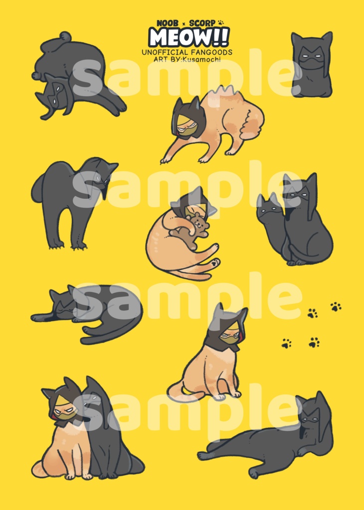 NOOB × SCORP MEOW!! ハーフカットシール2枚セット
