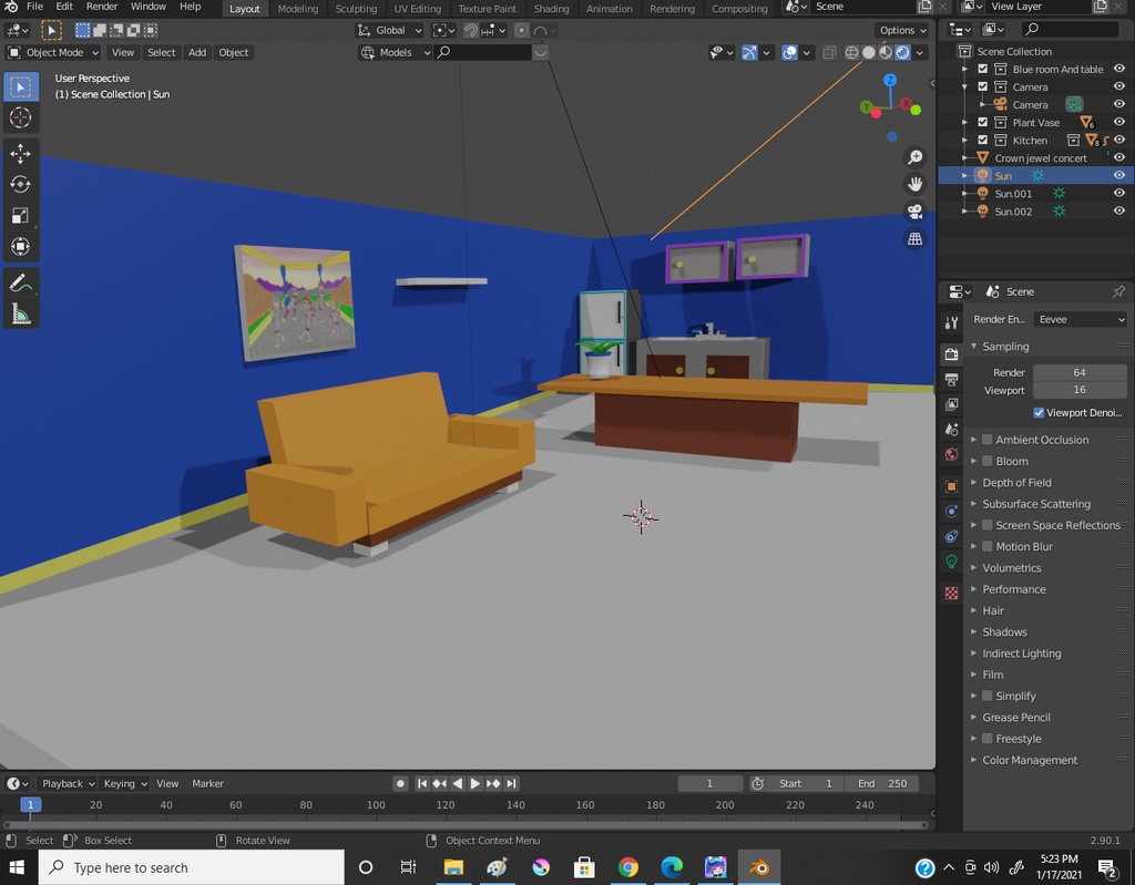 Living Room (3D Model) "How Noobs Get By" Series