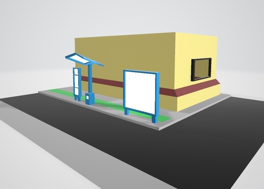 low poly Drive Thru 3d Model