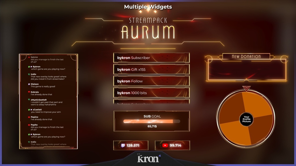 〖配信者向け〗Aurum|ゴールド・ラグジュアリー 動く配信画面|OBS対応オーバーレイ