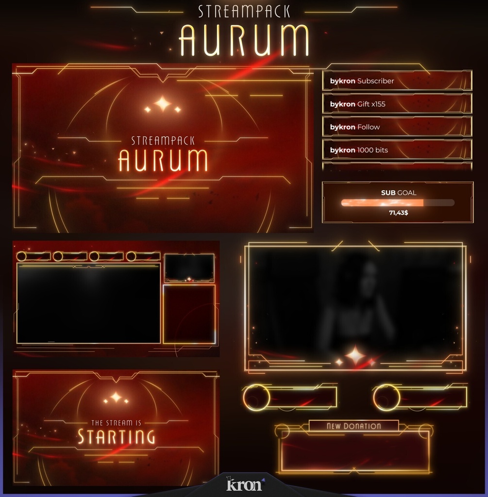 〖配信者向け〗Aurum｜ゴールド・ラグジュアリー 動く配信画面｜OBS対応オーバーレイ
