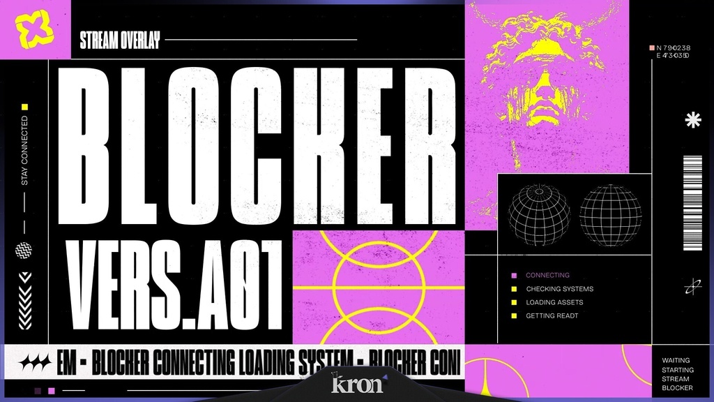 〖配信者向け〗Blocker|グリッチ・システムUI 動く配信画面|OBS対応オーバーレイ