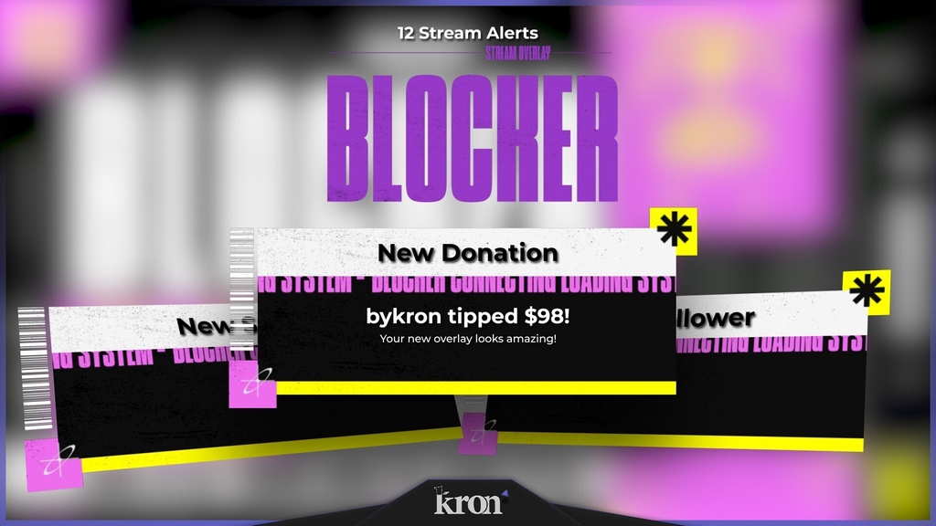 〖配信者向け〗Blocker|グリッチ・システムUI 動く配信画面|OBS対応オーバーレイ
