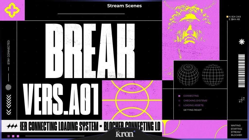 〖配信者向け〗Blocker|グリッチ・システムUI 動く配信画面|OBS対応オーバーレイ
