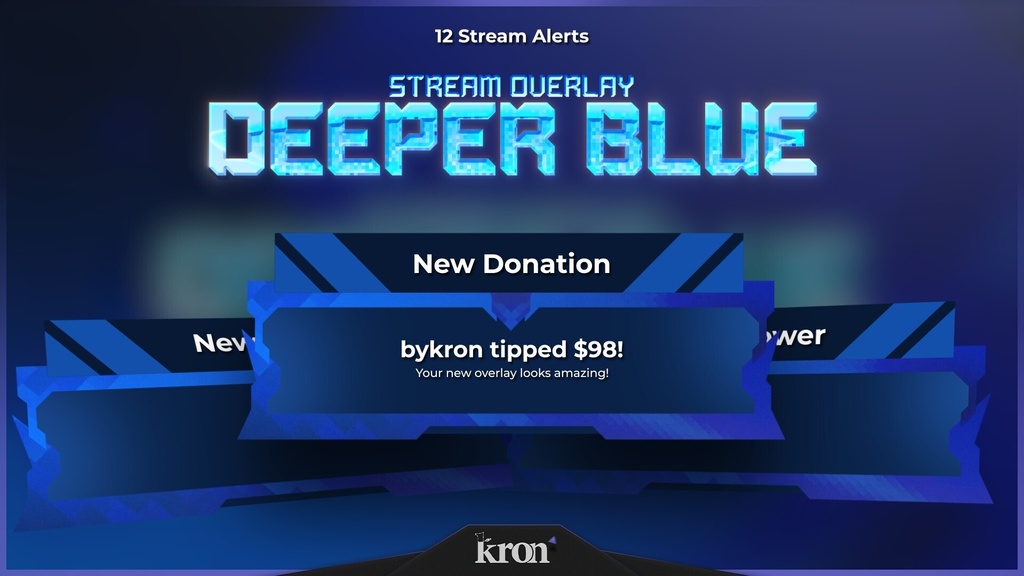 〖配信者向け〗Deeper Blue|ブルー・デジタル 動く配信画面|OBS対応オーバーレイ