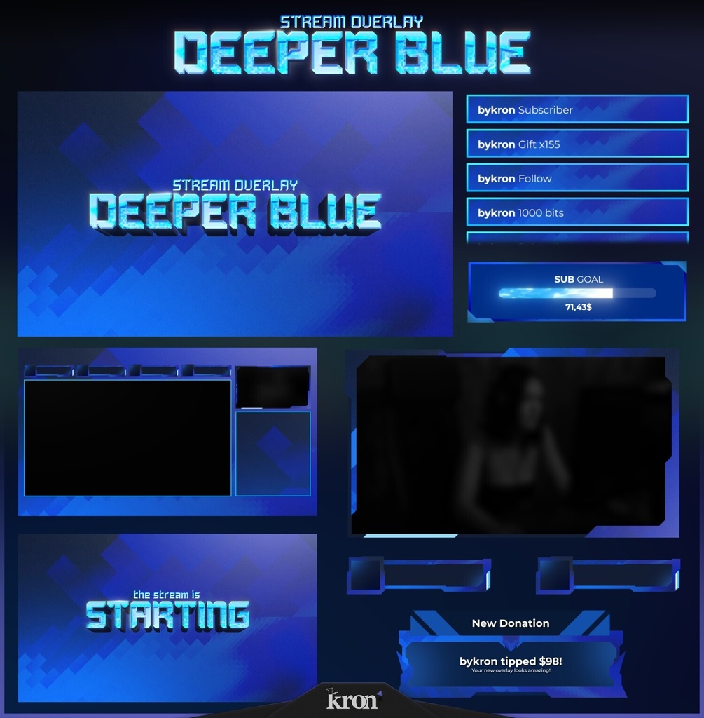 〖配信者向け〗Deeper Blue｜ブルー・デジタル 動く配信画面｜OBS対応オーバーレイ