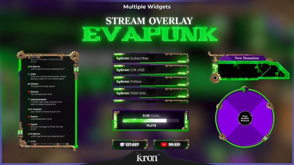 〖配信者向け〗Evapunk|ネオン・インダストリアル 動く配信画面|OBS対応オーバーレイ