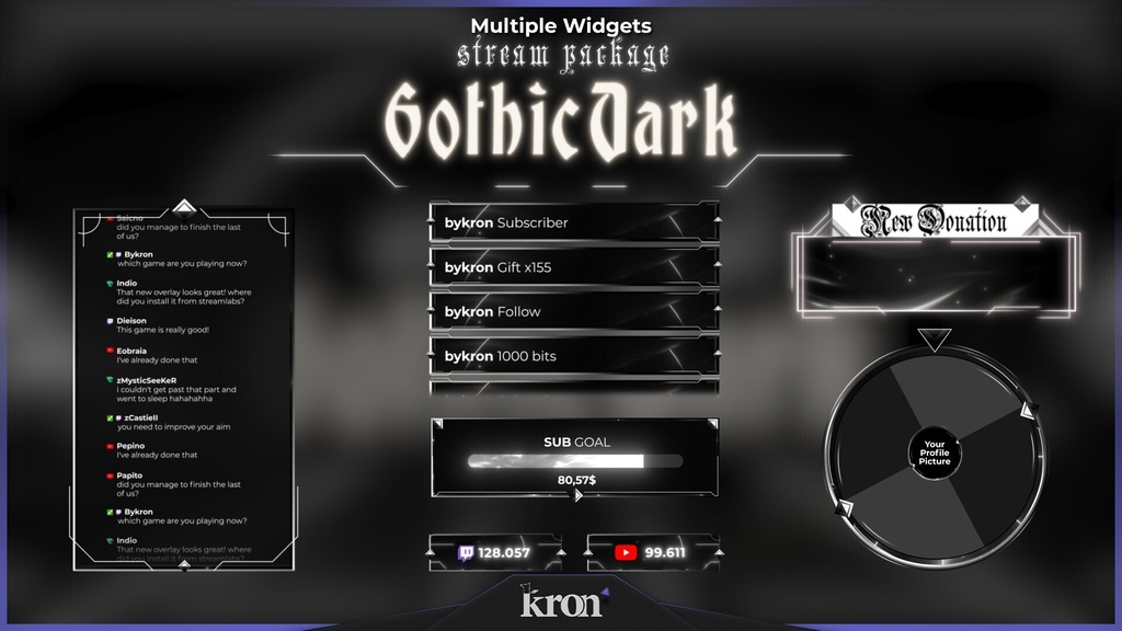 〖配信者向け〗Gothic Dark|ゴシック・ダークファンタジー 動く配信画面|OBS対応オーバーレイ