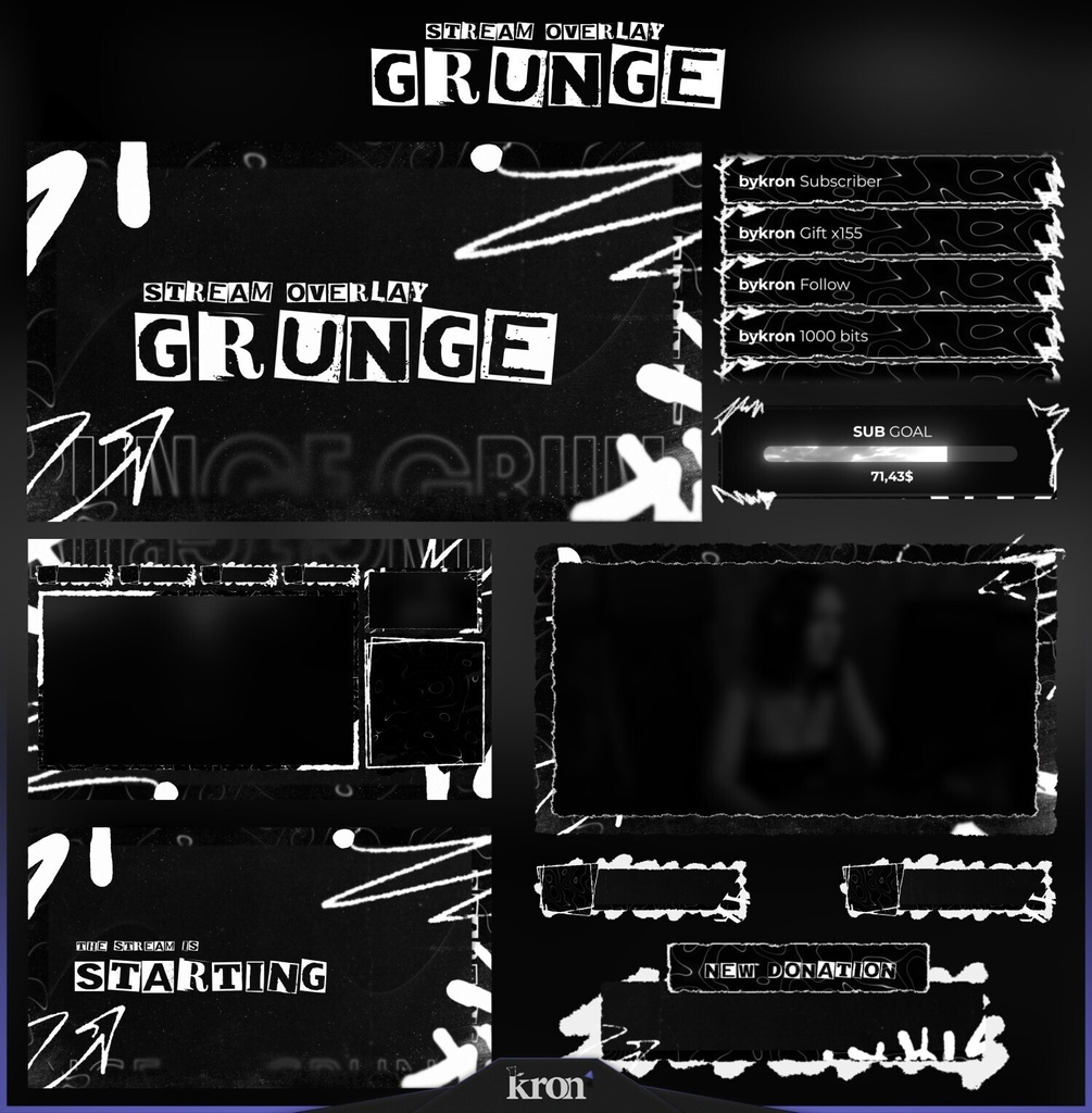 〖配信者向け〗Grunge｜グランジ・アンダーグラウンド 動く配信画面｜OBS対応オーバーレイ