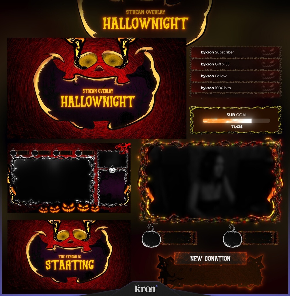 〖配信者向け〗Hallownight｜ハロウィン 動く配信画面｜OBS対応オーバーレイ