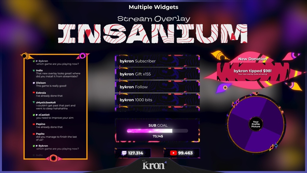 〖配信者向け〗Insanium|サイケデリック・シュール 動く配信画面|OBS対応オーバーレイ