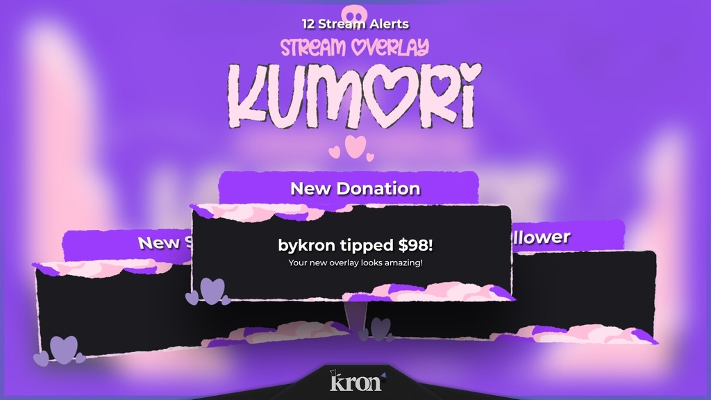 〖配信者向け〗Kumori|かわいい・パステル 動く配信画面|OBS対応オーバーレイ