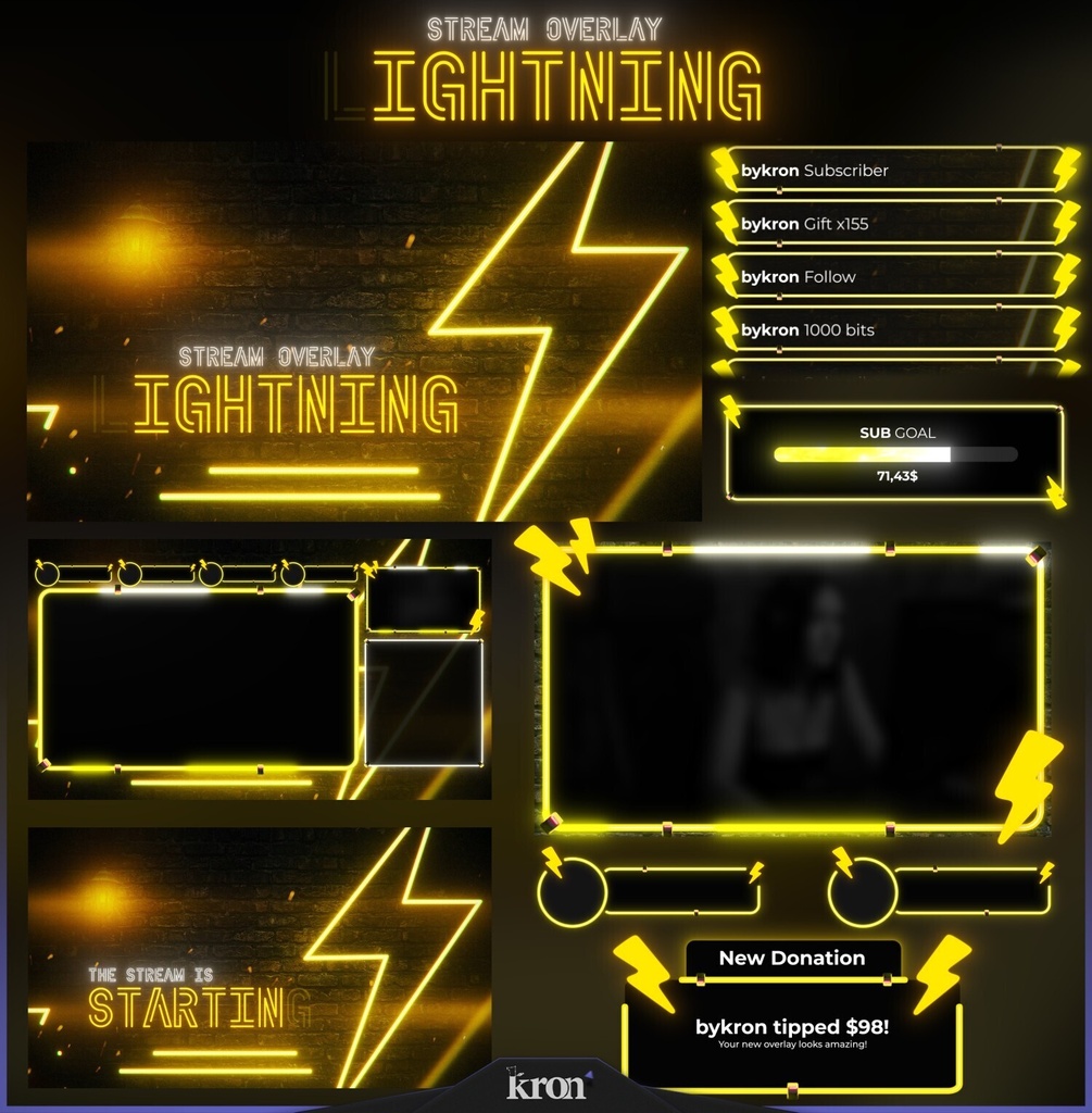 〖配信者向け〗Lightning｜稲妻・ネオン 動く配信画面｜OBS対応オーバーレイ