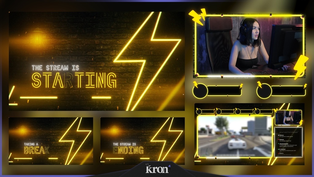 〖配信者向け〗Lightning|稲妻・ネオン 動く配信画面|OBS対応オーバーレイ