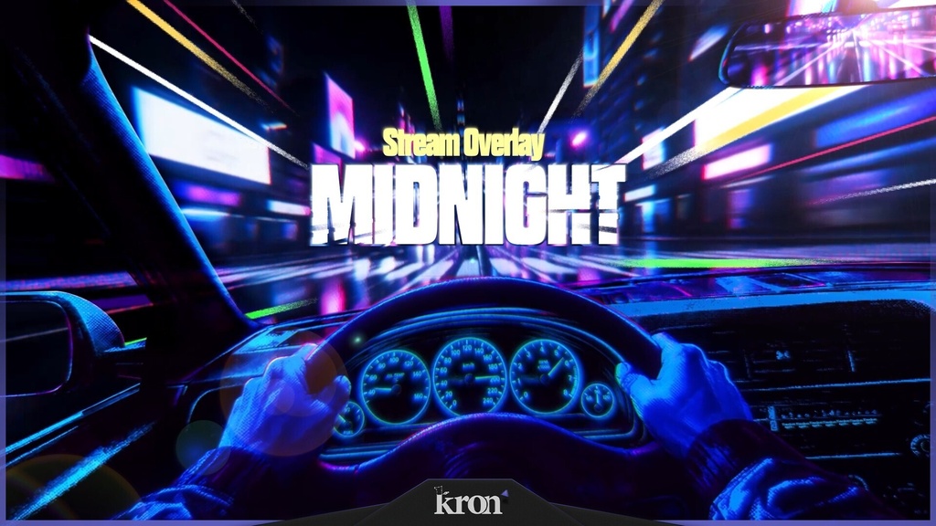 〖配信者向け〗Midnight|ネオン・ナイトレース 動く配信画面|OBS対応オーバーレイ