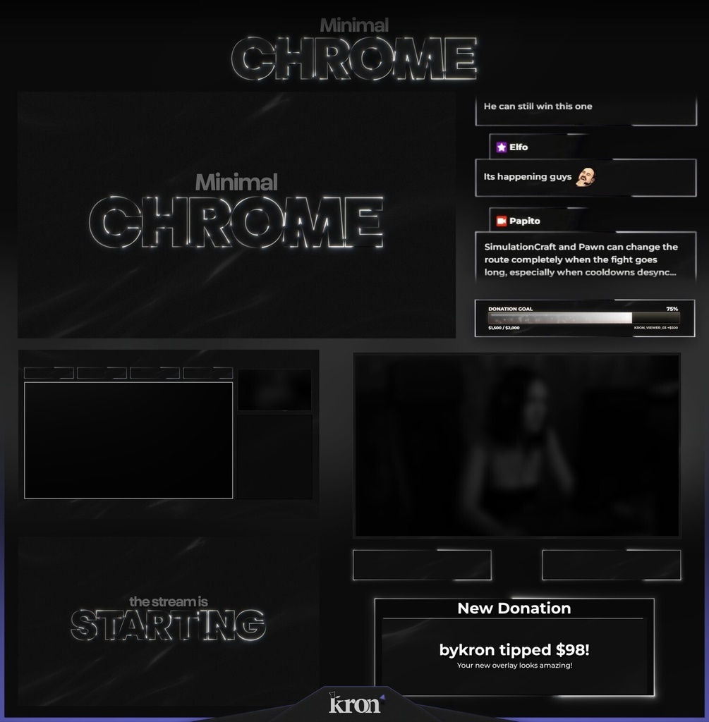 〖配信者向け〗Minimal Chrome|クローム・ミニマル 動く配信画面|OBS対応オーバーレイ