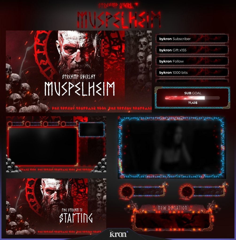 〖配信者向け〗Muspelheim｜北欧神話・炎 動く配信画面｜OBS対応オーバーレイ