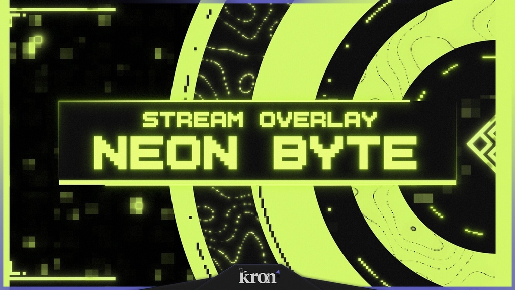 〖配信者向け〗Neon Byte|ネオングリーン・デジタル 動く配信画面|OBS対応オーバーレイ