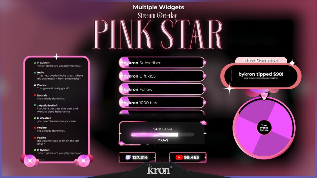 〖配信者向け〗Pink Star|ピンク・スター 動く配信画面|OBS対応オーバーレイ