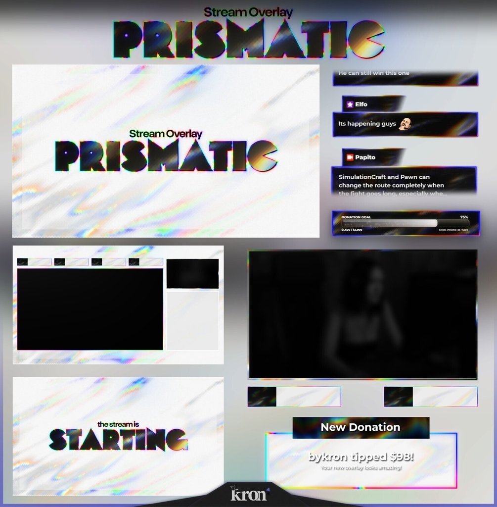 〖配信者向け〗Prismatic｜ホログラム・プリズム 動く配信画面｜OBS対応オーバーレイ