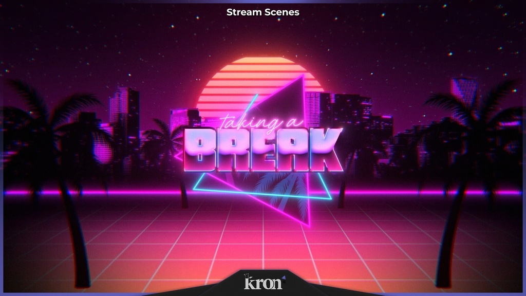 〖配信者向け〗Retro Wave|ネオン・シンセウェイブ 動く配信画面|OBS対応オーバーレイ
