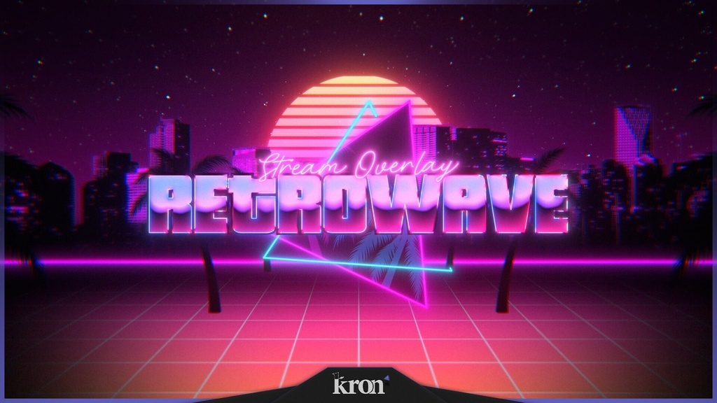 〖配信者向け〗Retro Wave|ネオン・シンセウェイブ 動く配信画面|OBS対応オーバーレイ