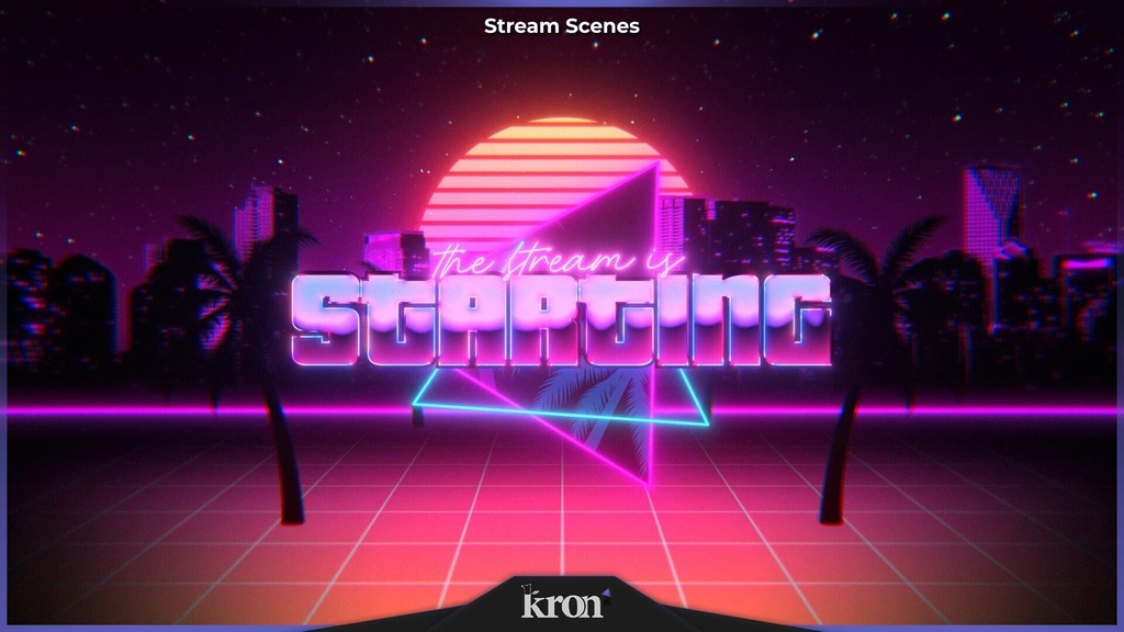 〖配信者向け〗Retro Wave|ネオン・シンセウェイブ 動く配信画面|OBS対応オーバーレイ