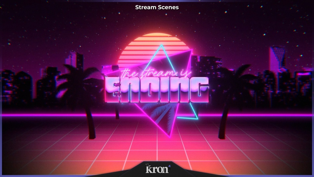 〖配信者向け〗Retro Wave|ネオン・シンセウェイブ 動く配信画面|OBS対応オーバーレイ